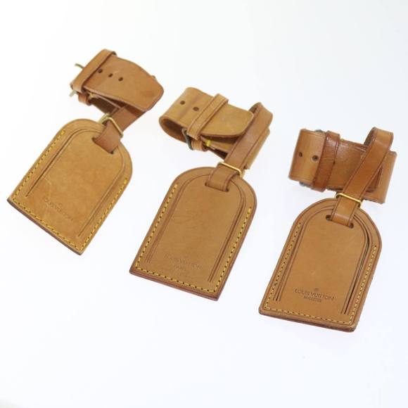 LOUIS VUITTON Powanie Name Tag Leather 10set Beige LV Auth 54475 - Picture 2 of 7